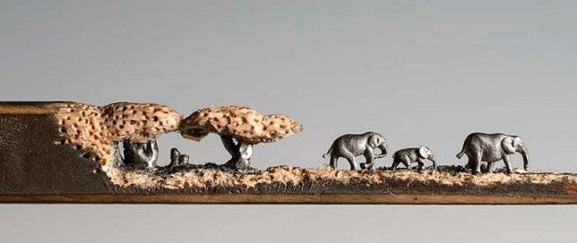 微雕藝術簡直驚艷眾人！筆芯就雕刻出“大象全家福”