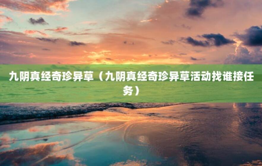 九陰真經奇珍異草(九陰真經奇珍異草活動找誰接任務) 九陰真經奇珍異草(九陰真經奇珍異草活動找誰接任務)